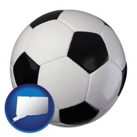 connecticut map icon and a soccer ball