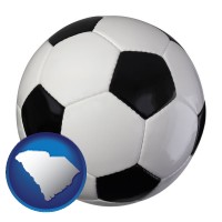 south-carolina map icon and a soccer ball