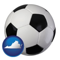 virginia map icon and a soccer ball