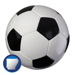 a soccer ball - with Arkansas icon