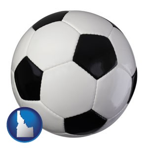 a soccer ball - with Idaho icon