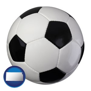 a soccer ball - with Kansas icon