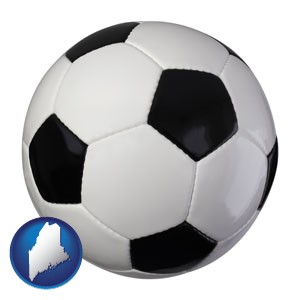 a soccer ball - with Maine icon