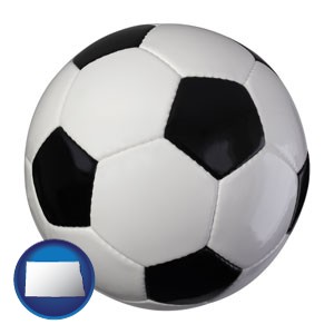 a soccer ball - with North Dakota icon