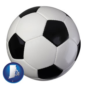 a soccer ball - with Rhode Island icon